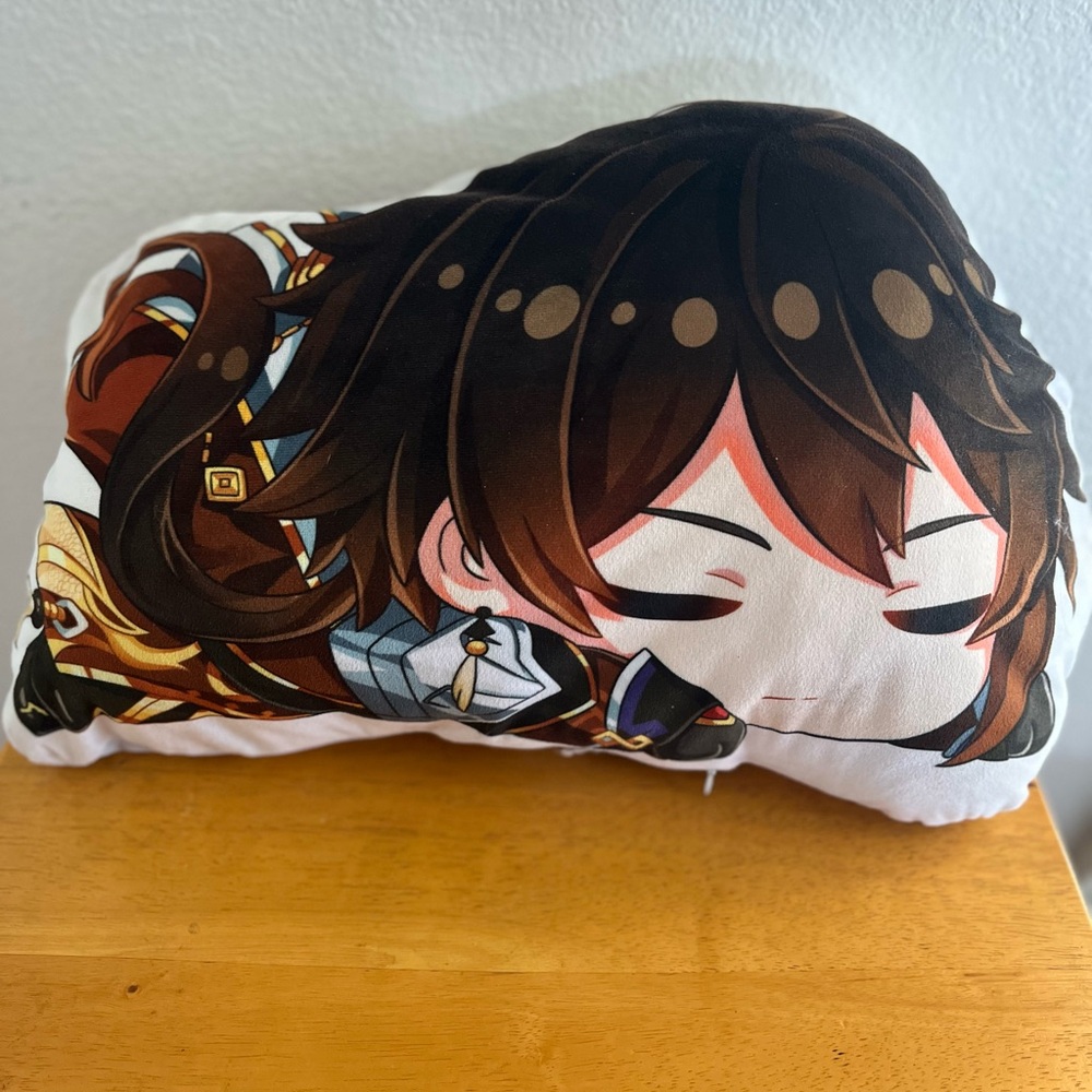 Anime Character Plush Pillow - Black and White